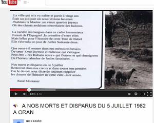A NOS MORTS ET DISPARUS DU 5 JUILLET 1962 A ORAN